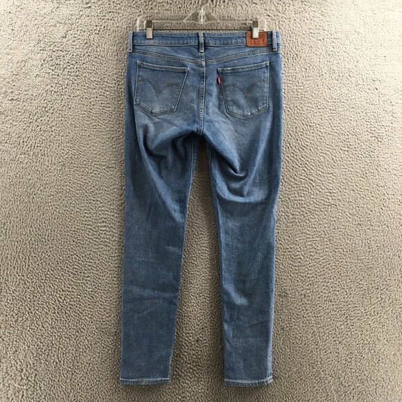 Women's Blue Denim Button Front Cotton Blend Zipper Placket - Picture 2 of 14